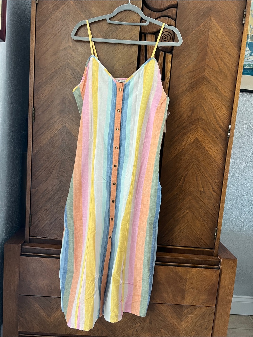 Billabong Pastel Multi-Stripe Button-Front Sundress